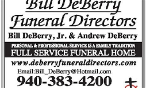 Bill Deberry Funeral Directors - Denton Obituaries & Services In Denton, Tx