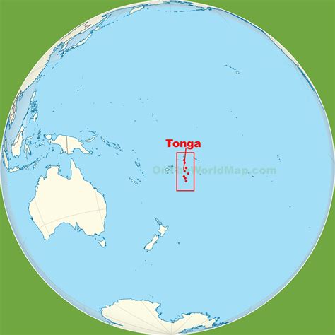 Tonga location on the Pacific Ocean map