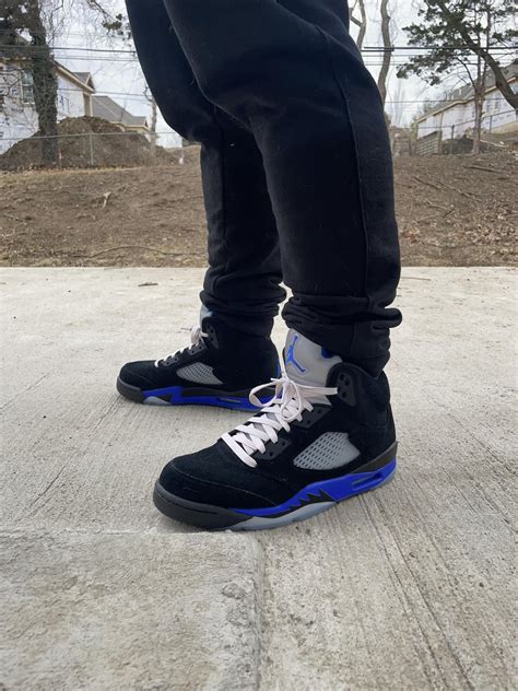 Jordan 5 Racer Blue aka Ashy Larry 5s with sail laces. : r/Sneakers