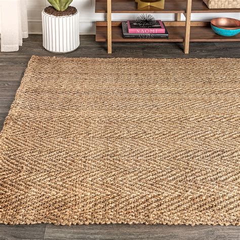 JONATHAN Y NATURAL FIBER Espina Herringbone 8 X 10 (ft) Jute Natural ...