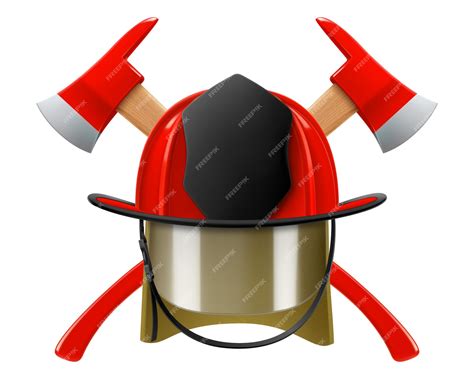 Premium Vector | Firefighter helmet or red firefighter hat and two ...