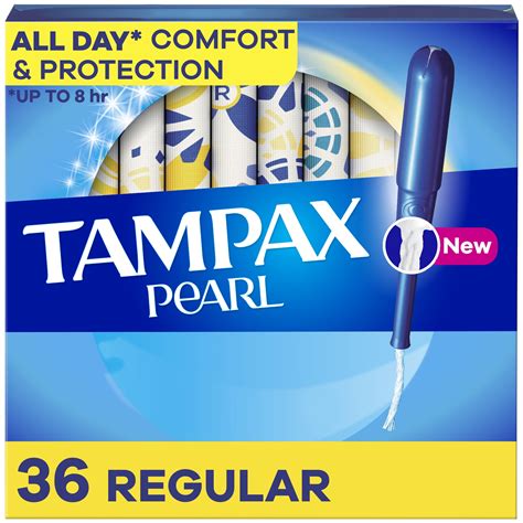 Tampax Pearl Tampons with LeakGuard Braid, Regular Absorbency, 36 Ct ...