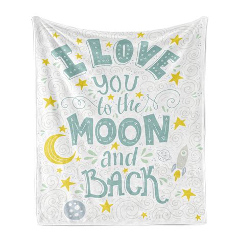Ambesonne Celestial Fleece Throw Blanket Crescent Moon Planets White Pale Seafoam | Wayfair