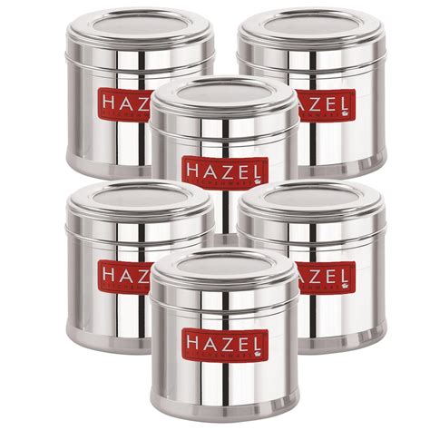Buy HAZEL Stainless Steel Masala Box Set of 6 | 450ML Airtight & See ...