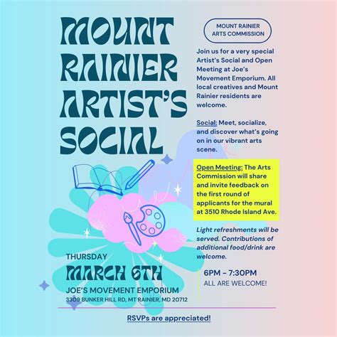 Mount Rainier Artist Social, 3309 Bunker Hill Rd, Mount Rainier, MD ...