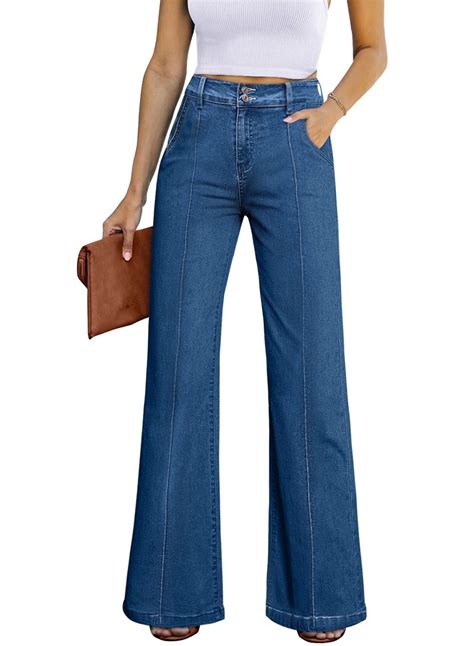 Dokotoo Women's High Waisted Wide Leg Jeans Loose Stretch Trendy Casual ...