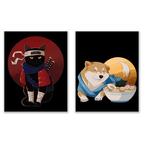 Buy Japanese Pets Prints - Set of 2 (11x14) Inches Glossy Black Cat ...