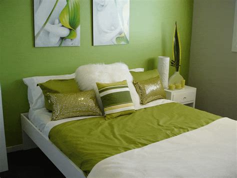 bedroom with green wallpaper