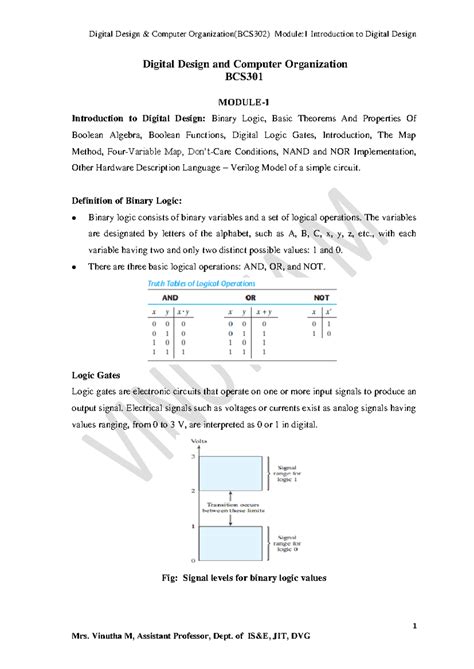 Module 1 DDCO - Thank - 1 Digital Design and Computer Organization BCS ...