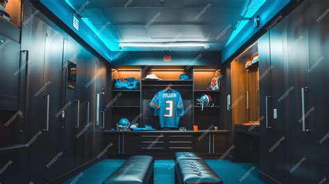 A modern locker room with a football jersey hanging on a rack | Premium ...