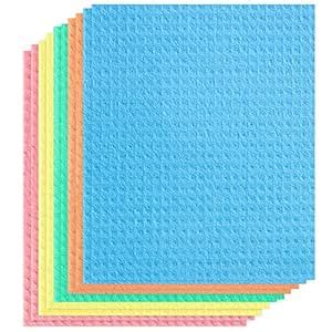 ANMEISH Swedish Dishcloths - 10 Pack of Cellulose Cleaning Cloths - Eco ...