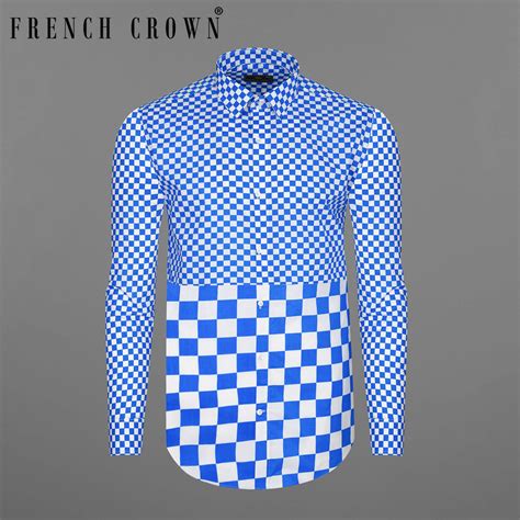 Cobalt Blue Casual Checks-Plaid Premium Cotton Shirt For Men - Snitch ...