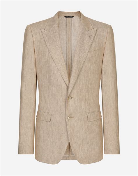 Single-breasted linen Taormina jacket in Multicolor for Men | Dolce ...