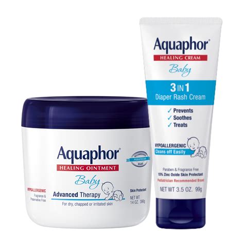 Aquaphor Baby Healing Ointment (14 Oz) + 3-in-1 Diaper Rash Cream (3.5 ...