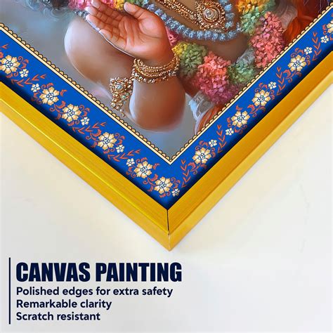 Little Krishna with Peacock Floral Border Vertical Wall Painting ...