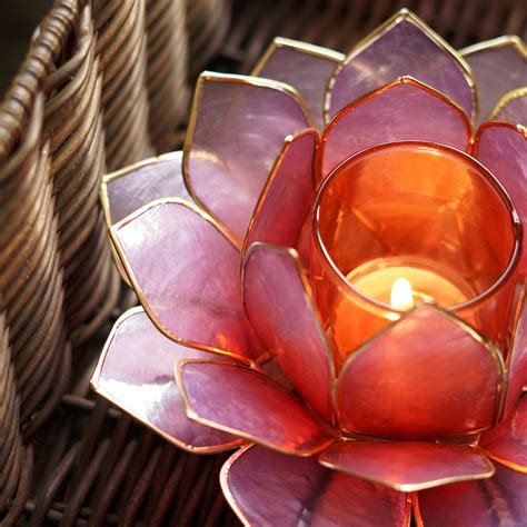 Shop Pink & Purple Ombre 22 Petals Capiz tealight Holder - at Best ...