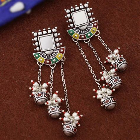 Rabaari Asymmetrical Enameled Drop Earrings – VOYLLA