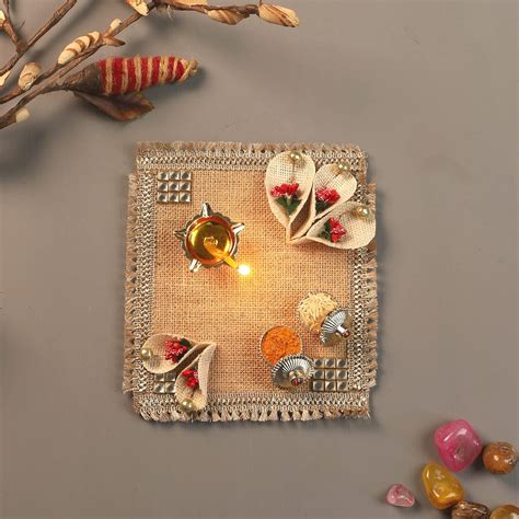 Itiha Traditional Handcrafted Jute Pooja Thali with Haldi India | Ubuy