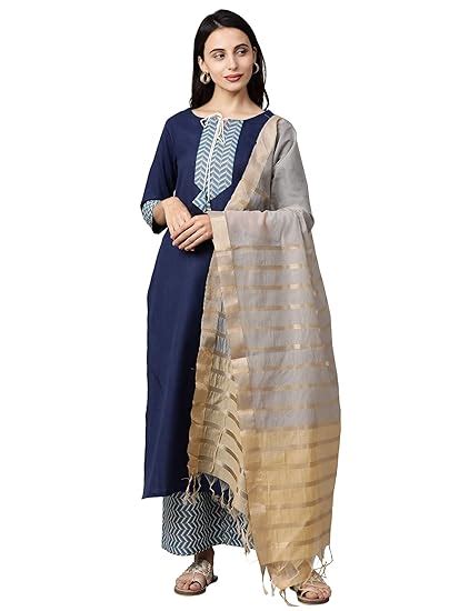Buy INDO ERA Women's Pure Cotton Solid Straight Kurta Palazzo With ...