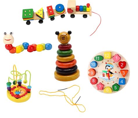 Channapatna Toys Montessori Toys for 2 Year Old Boys Girls, 5 PCS Kids ...