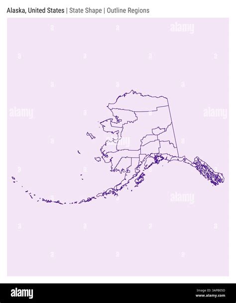 Alaska, United States. Simple vector map. State shape. Outline Regions style. Border of Alaska ...