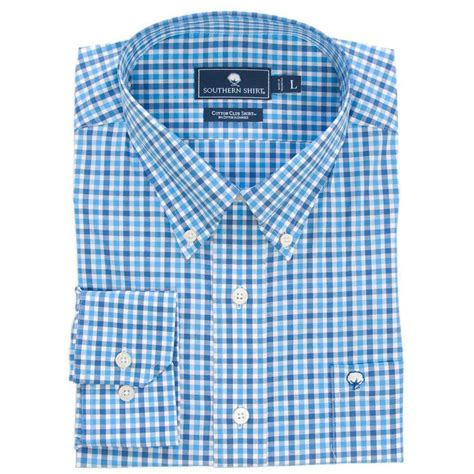 Southern Shirt Company Jameson Check Cotton Club Shirt in Azure Blue ...