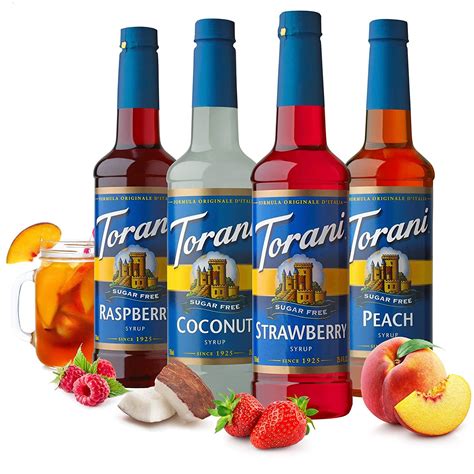 Torani Sugar Free Soda Syrup Variety Pack - 25.4 Fl Oz (Pack of 4 ...