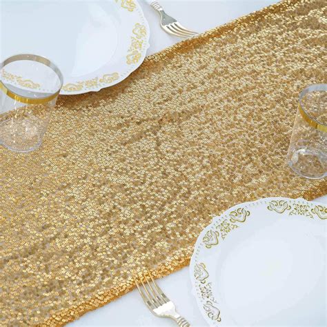 Sequin Runner 12"x108" Gold | TableclothsFactory