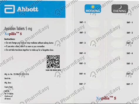 Buy Xapilis 5 MG Tablet (14) Online at Flat 15% OFF | PharmEasy