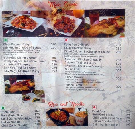 Menu at Mrs chau by Live wok, Gurugram