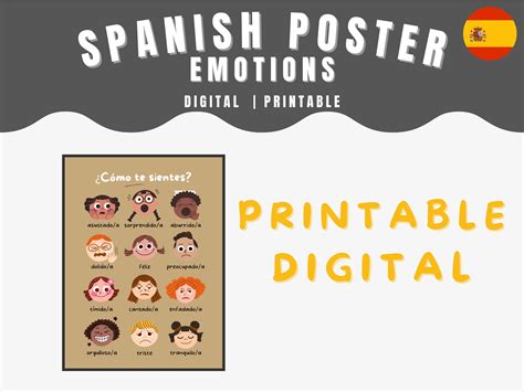 Spanish Emotion Digital Poster | Emotions in Spanish | Beginner ...