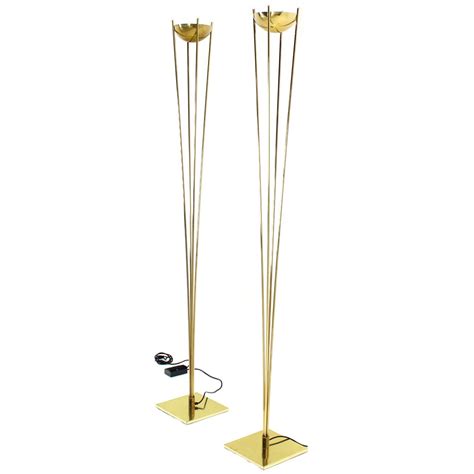 Pair of Mid-Century Modern Brass Floor Lamps, Gabriella Crespi Style at ...