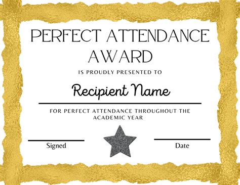 Perfect Attendance Certificate Template - Templates.maexproit.com