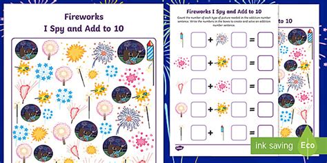 👉 Fireworks I Spy and Add to 10 (teacher made) - Twinkl