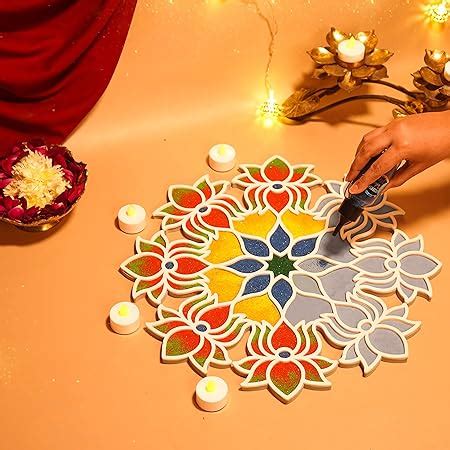 Buy StepsToDo Reusable Rangoli Template Mat with Wooden Base. Easy to ...