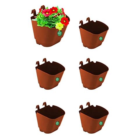 TrustBasket Set of 6 Vertical Gardening POTS/PLANTERS(Small) -Brown ...