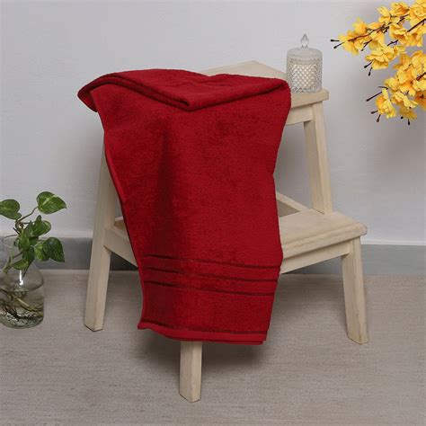 Buy Red Cotton 350 GSM Bath Towel Online in India - Monte Carlo