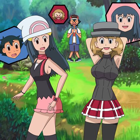 Ash, Dawn and Serena body swap by TakatoSilver on DeviantArt