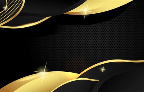 Abstract luxury template gold wave line with lighting effect on black ...