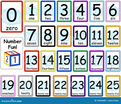 Numbers Flash Cards Set 0-25 Stock Vector - Illustration of teach ...