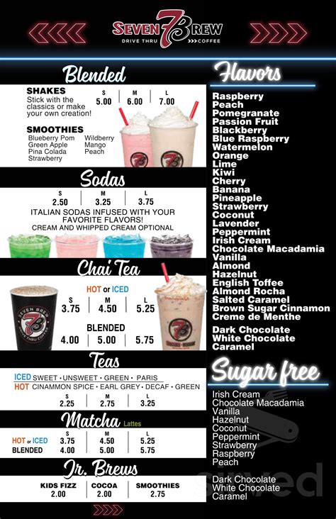 Menu for 7 Brew Coffee in Wichita, KS | Sirved
