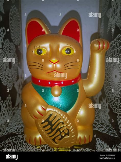 golden Chinese lucky cat folklore Stock Photo - Alamy