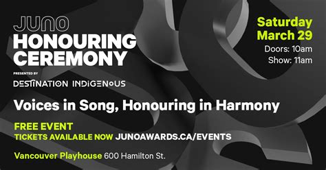JUNO Honouring Ceremony Presented by Destination Indigenous, Vancouver ...