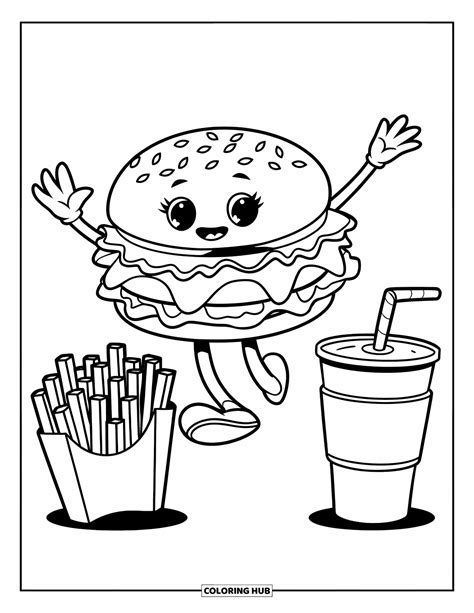 Coloring Pages Hamburger And Fries