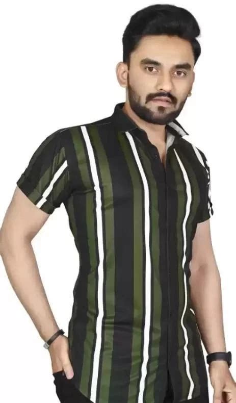 fcity.in - Men Regular Fit Striped Cut Away Collar Casual Shirt ...