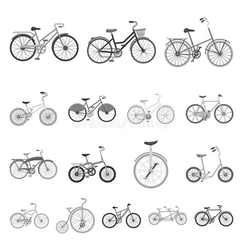 各种各样的在集合汇集的自行车单色象的设计 运输传染媒介标志股票网的种类 向量例证 - 插画 包括有 机械, 跟踪: 107850978