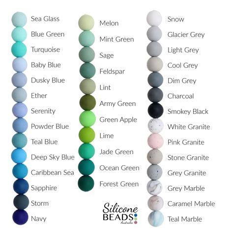 Blue Green Colour Chart