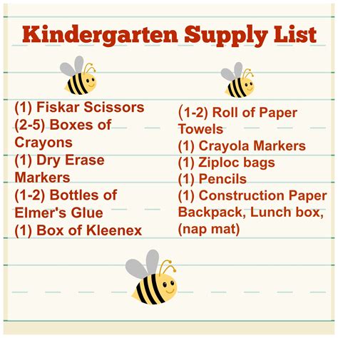 Preschool Classroom Supplies List