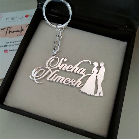 Wedding Couple Names Premium Keychain 92.5 Silver plated – Metllory Trends