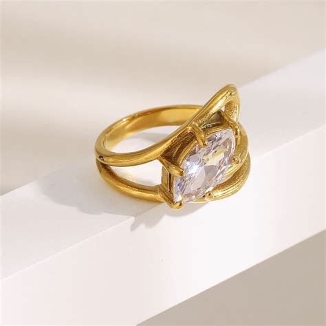 Solitaire Flow Crystal Ring | Elegant Minimal Crystal Ring - Amalfa